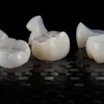 Porcelain crowns displayed before placement at Davis Dental Group offering tacoma dental crowns