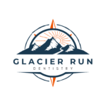 Glacier Run Dentistry mountain and compass logo